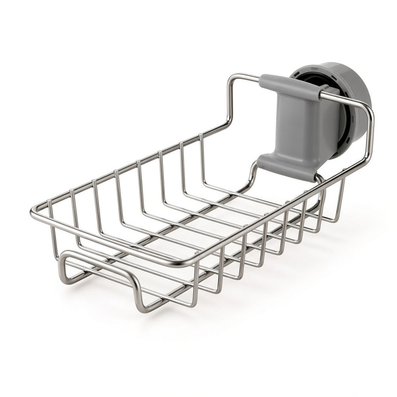 Adjustable Stainless Steel Sink Faucet Shelf — Soap & Sponge Holder — view 1